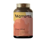 Woments Clear Mind | 60 cápsulas | Concentración, Memoria, Claridad Mental | Menopausia | Bacopa, Melena de león, Ginkgo Biloba, Fosfatidilserina, Vitaminas B5,B6 | Niebla Mental