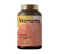 Woments Vegan Omega 3 | 60 perlas | 250mg DHA y 50mg EPA, Salud Cardiovascular, Cerebral y Visual