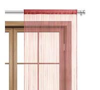 wometo Cortina de Hilos para Puerta de 90 x 245 cm, Color Rojo Oscuro y Rojo - Barra oekoTex acortable, Lavable, Monocolor, en Muchos Colores