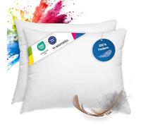 wometo Juego de 2 almohadas de plumas, 100% plumas, 40 x 50 - 500 g, Öko-Tex, 2 unidades