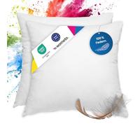 wometo Juego de 2 almohadas de plumas 100% plumas, 80 x 80 - 1200 g, funda de algodón, color blanco, relleno de almohada (2 unidades)