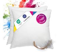 wometo Juego de 2 almohadas de plumas y plumas, 85% plumón, 15% plumón, 40 x 40 cm, relleno de 300 g, funda de algodón blanco