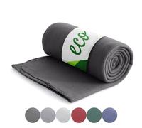 wometo Manta de forro polar ecológico de material 100% reciclado, certificado Öko-Tex, certificado GRS, 130 x 160 cm, aprox. 400 g, color gris oscuro, pesada con antibolitas y borde de ribete