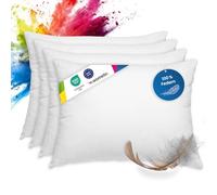 wometo OekoTex - Juego de 4 almohadas de plumas (100% plumas, 40 x 60 - 600 g, algodón, 4 unidades), color blanco
