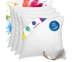 wometo OekoTex - Juego de 4 Almohadas de Plumas y Cojines (100% plumas, 60 x 60 - 800 g, algodón, 4 unidades), color blanco