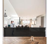 WOMHOM Puerta Extra Ancha para bebés de 120 Pulgadas para Gran Apertura, Puertas retráctiles, Puerta Larga, Perro, la casa, al Aire Libre, Perros Ajustables, de Malla para Interiores (Negro), 35