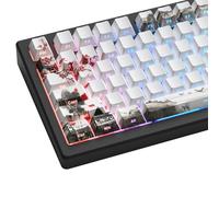 Womier PBT Keycaps Set 130 Keys, Custom White Japanese Keyboard Doubleshot Dye Sub Side Print Shine Through Keycaps 60 65 75 100 Percent, Cherry Profile, Cherry Blossom
