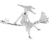 Womne's Riding Broom Lady Brooches Women Czech Rhinestone Figure Party Casual Brooch Pins Gifts brooches for Women