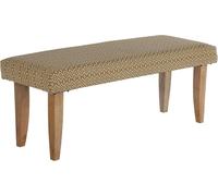 WOMO-DESIGN Banco tapizado de tela 120x48x40 cm blanco-dorado con patas de madera