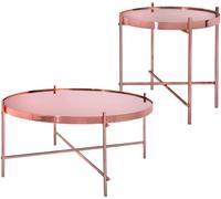 WOMO-DESIGN Conjunto de 2 Mesa auxiliar de cobre hechas de metal y vidrio