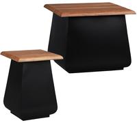 WOMO-DESIGN Mesa auxiliar 30x45x30 cm madera de acacia natural/negra y metal