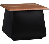 WOMO-DESIGN Mesa auxiliar 50x40x50 cm madera de acacia negra/natural y metal