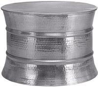 WOMO-DESIGN Mesa auxiliar lateral ø 62x33 cm redonda de aluminio martillado plata