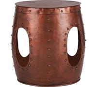 WOMO-DESIGN Mesa auxiliar lateral ø38x43 cm redonda cobre de metal con remaches