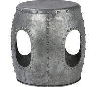 WOMO-DESIGN Mesa auxiliar lateral ø38x43 cm redonda plateada de metal con remaches