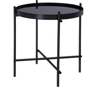 WOMO-DESIGN Mesa auxiliar lateral houston ø43x45cm redonda cristal y metal negro