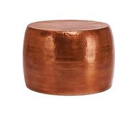 WOMO-DESIGN Mesa de Centro Hecha a Mano Estilo Oriental Redonda Ø 59 x 41 cm de Aluminio - Mesita para salón diseño Cobre Martillado Plano de Metal - Tabla Auxiliar para Tomar el café y té