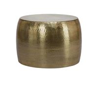 WOMO-DESIGN Mesa de Centro Hecha a Mano Estilo Oriental Redonda Ø 59 x 41 cm Dorada de Aluminio - Mesita para salón diseño Martillado Plano de Metal - Tabla Auxiliar para Tomar el café y té