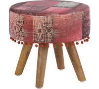 WOMO-DESIGN Taburete tapizado 38x36 cm rojo redondo decorativo con patas de madera