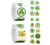 Womsclo Pegatina del día de San Patricio Shamrock Roll Sticker Green Lucky Stithere para Irish Party Supply 2rolls, St. Patrick's Day Pegaters