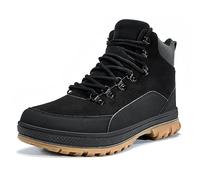 Wondamo Botas de nieve para hombre, ligeras, impermeables, con forro de piel, antideslizantes, para clima frío, Negro/Gris, 42 EU