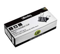 WONDAY - Caja de 12 pinzas doble clip 32 mm cauciado 10 mm negro