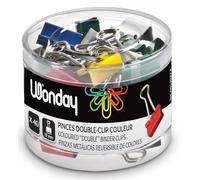 WONDAY CAJA DE 40 PINZAS DOBLE-CLIP 19 mm COLORES
