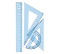 Wonday - Set de trazado geométrico irrompible, 4 piezas: regla 30 cm, escuadras 45°/60°, transportador 12cm - Suministros escolares y oficina