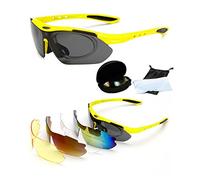 Wondder Gafas de Ciclismo 5 Lente UV400 con Miopía Anillo Interior para Hombres Mujeres (Amarillo)