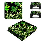 Wondder PS4 Slim Pegatina de Piel, Pegatina de Piel Adhesiva de Vinilo de Protección para PS4 Slim Consolas + 2 Pieles de Controlador + 2 x Agarraderas de Silicona (Color 12)