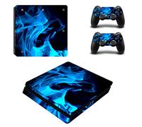 Wondder PS4 Slim Pegatina de Piel, Pegatina de Piel Adhesiva de Vinilo de Protección para PS4 Slim Consolas + 2 Pieles de Controlador + 2 x Agarraderas de Silicona (Color 7)