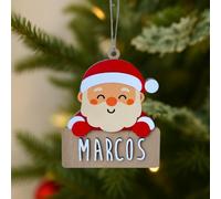 WONDEE Adornos Navidad Arbol Personalizados de Madera [7 Modelos], Decoración Navidad Papá Noel, Bolas/Adornos Navideños para Personalizar con Nombre en Casa con la Familia (con Kit Letras y Cuerda)