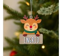 WONDEE Adornos Navidad Arbol Personalizados de Madera [7 Modelos], Decoración Navidad Reno Noel, Bolas/Adornos Navideños para Personalizar con Nombre en Casa con la Familia (con Kit Letras y Cuerda)