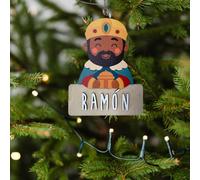 WONDEE Adornos Navidad Arbol Personalizados de Madera [7 Modelos], Decoración Navidad Rey Mago, Bolas/Adornos Navideños para Personalizar con Nombre en Casa con la Familia (con Kit Letras y Cuerda)