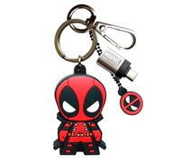 WONDEE Marvel Regalos [2 en 1] Pendrive + Llavero Original de Deadpool, Memoria USB con Adaptador USBC de 32 GB Marvel Avengers - Llaveros/Pendrive Originales para Regalar, Disney Regalos