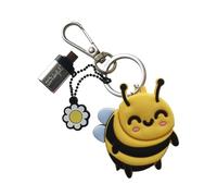 WONDEE Mr Wonderful [2 en 1] Llavero + USB y USB C Stick Divertido 32 GB Figura de Abeja con Adaptador USBC - Bonito y Kawai USB Stick Animal, Regalos para niñas y Mujeres