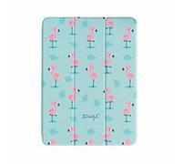 WONDEE Mr Wonderful Funda para iPad de 10,2 Pulgadas de Apple con Iman Compatible con Smartkeyboard Marca de flamencos, Azul