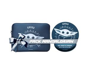 WONDEE Pack Mandalorian Star Wars Regalos de Baby Yoda Grogu, Funda Universal 11" Tablets/iPad + Alfombrilla Ratón Ergonómica de Grogu - Regalos Originales, Star Wars Merchandising Oficial