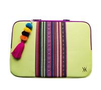 WONDEE VamVam Funda para Chromebook y Portátil 11.6-12" Pulgadas de Tela Bordada Estilo Étnico y Original Tirador Llavero - Maletín/Funda Ordenador Portátil para Chromebook de 11,6" y 12"