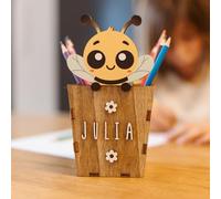WONDEE Vintiun Regalos Cumpleaños Niños Colegio, Portalapices/Lapiceros para Escritorio Infantil Personalizado de Abeja, Regalos Personalizados Originales Niños y Niñas 3,4,5,6,7,8,9 años