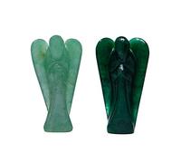 Wonder Care Ángel de la Guarda de Bolsillo, Piedra Preciosa Natural de Cristal, Estatua Tallada de energía curativa de Reiki, Estética de meditación 1.5 "-2" 2 Piezas