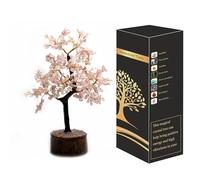 Wonder Care Árbol de cristal de cuarzo rosa para energía positiva y decoración del hogar, árbol de dinero de cuarzo rosa para decoración de Feng Shui (300 cuentas)