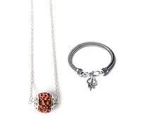 Wonder Care Auténtico Rudraksh Mala Collar de rosario de 5 caras con adorno religioso de Rudraksha Seeds del Himalaya con pulsera para meditación importado de Nepal (8 mm aprox.) Madera Sin gemas.