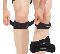Wonder Care Brace de rodilla de neopreno con almohadillas de gel de silicona, correa de rodilla para entrenamiento y deporte, correa de tendón rotuliano, ajustable para hombres y mujeres (2, negro)