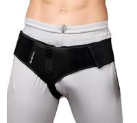 Wonder Care - Cinturón de sujeción para hernia inguinal - Braguero con 2 almohadillas laterales de compresión extraíbles - negro