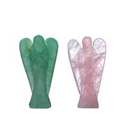 Wonder Care Cuarzo de Cristal, Piedra Preciosa de Cristal de ángel guardián, Regalo de bendición de Navidad curativo de Reiki de Paz Natural (1.5"-2") (1 Aventurina Verde + 1 Cuarzo Rosa)