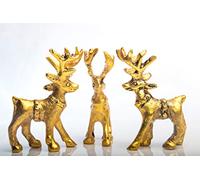 Wonder Care Figuras de reno de pie para decoraciones de Navidad, decoración del hogar para sala de estar, decoración de mesa de Navidad y decoración para estantes (dorado)