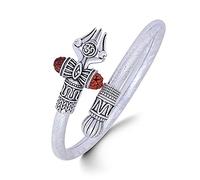 Wonder Care Rudraksha Shiv Om Trishul Damroo Kada Mens Lord Shiva Bahubali Cuff Bracelet for Men Boy | Pulsera Kada de latón religioso para pulsera Rakshabandhan Rakhi para hermano