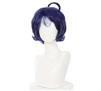 Wonder Egg Priority Ai Ohto Cosplay peluca azul oscuro corto rizado resistente al calor pelo sintético hombres mujeres Halloween fiesta peluca
