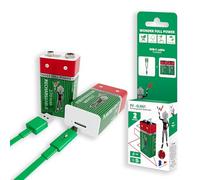 Wonder Full Energy - Pilas de 9 V/6 LR61 - Recargables vía USB-C - Cable USB-C Incluido - Larga duración - 9 V, 3600 mWh, 370 mAh - Pack de 2 Pilas